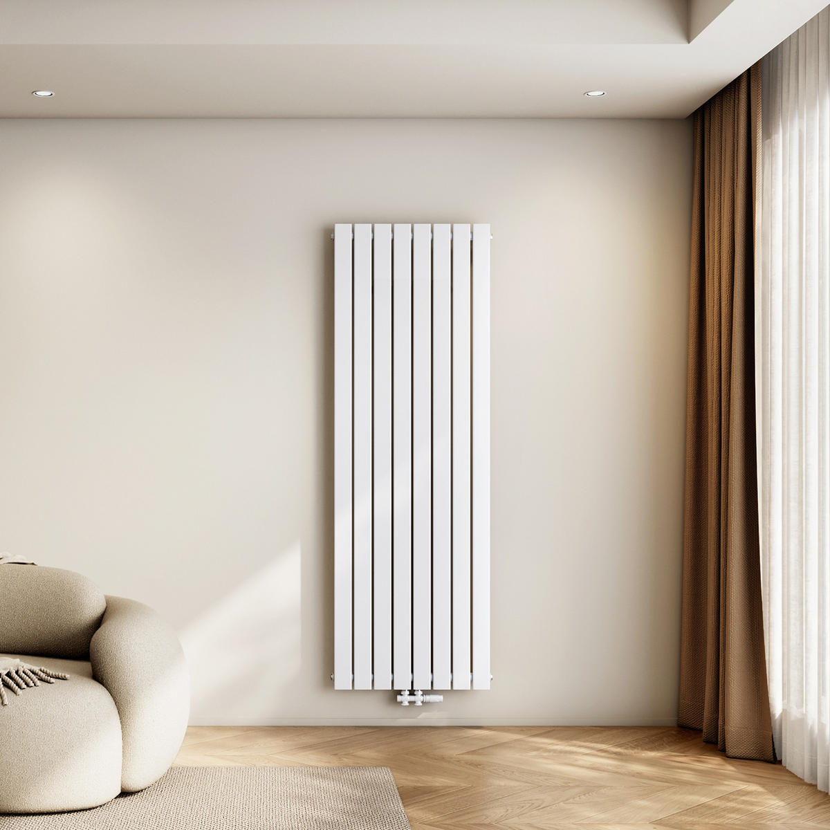 HEIZKÖRPER Vertikal Warmwasser Einlagig Weiß 180/61,6/5,2 cm - Weiß, Metall (62/180/4.9cm) - EMKE