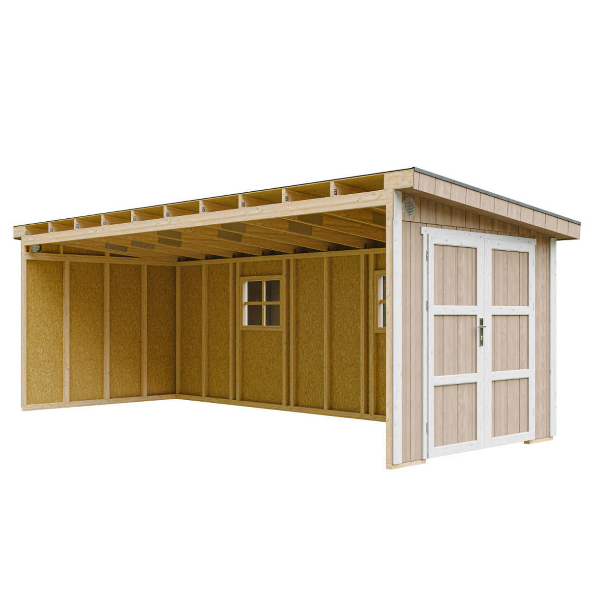 GARTENHAUS 14,3 m² - H231x248x648 cm - Ohne Boden und Seitenwand – M941B-TERRA BROWN - Hellbraun, Holz (236/231/604cm) - Timbela