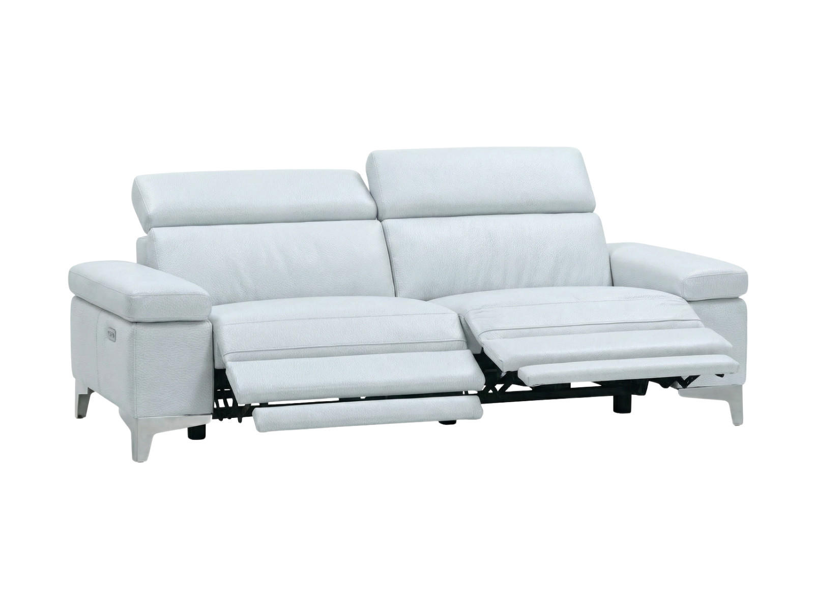 3-SITZER Sofa Talisman Echtleder mit 2 x Relaxfunktion Weiß - Weiß, Leder/Metall (216/80/100cm)