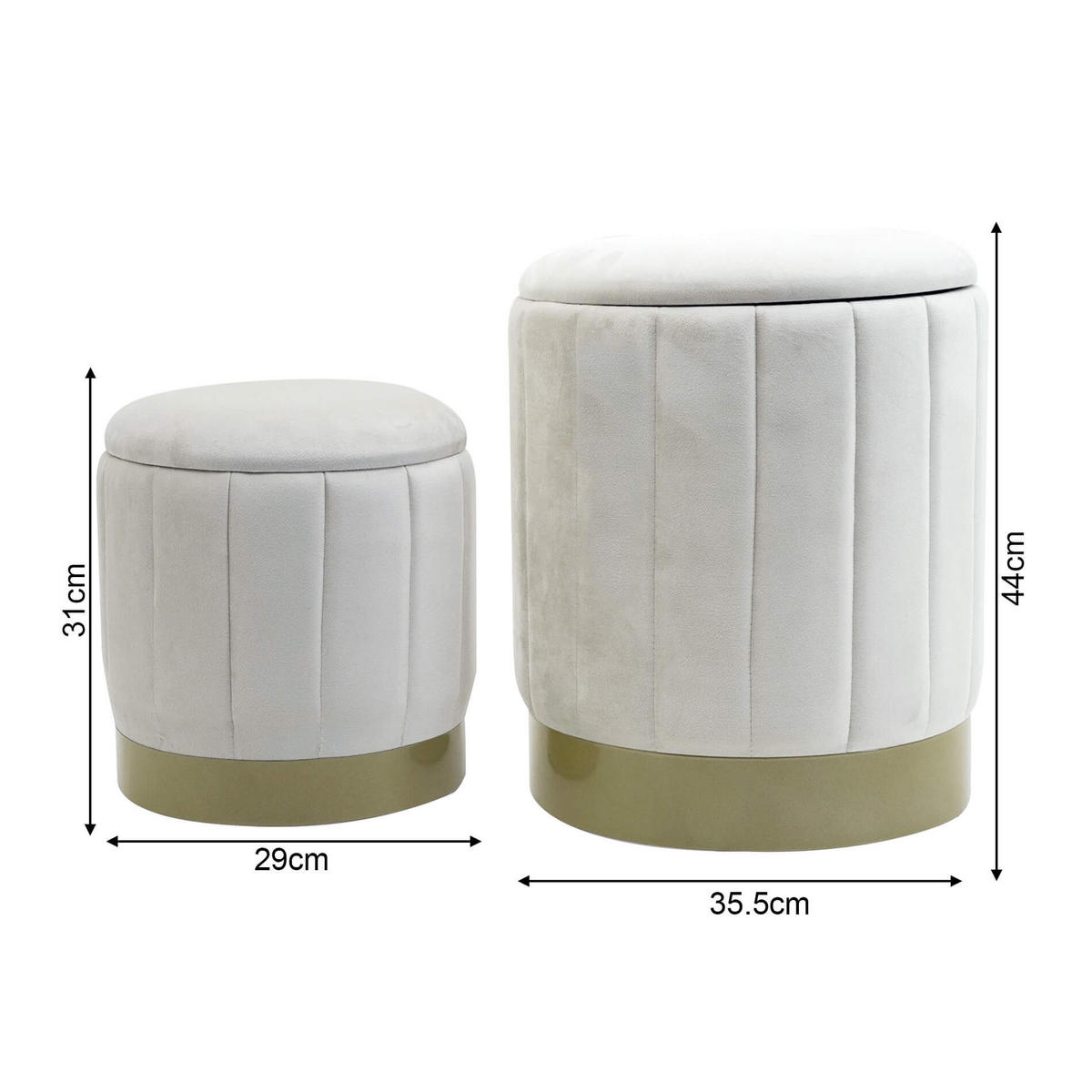 POUF 2er Set Weiß 35,5/35,5/44 cm - Weiß, Textil (35.5/44/35.5cm) - Mobili Rebecca