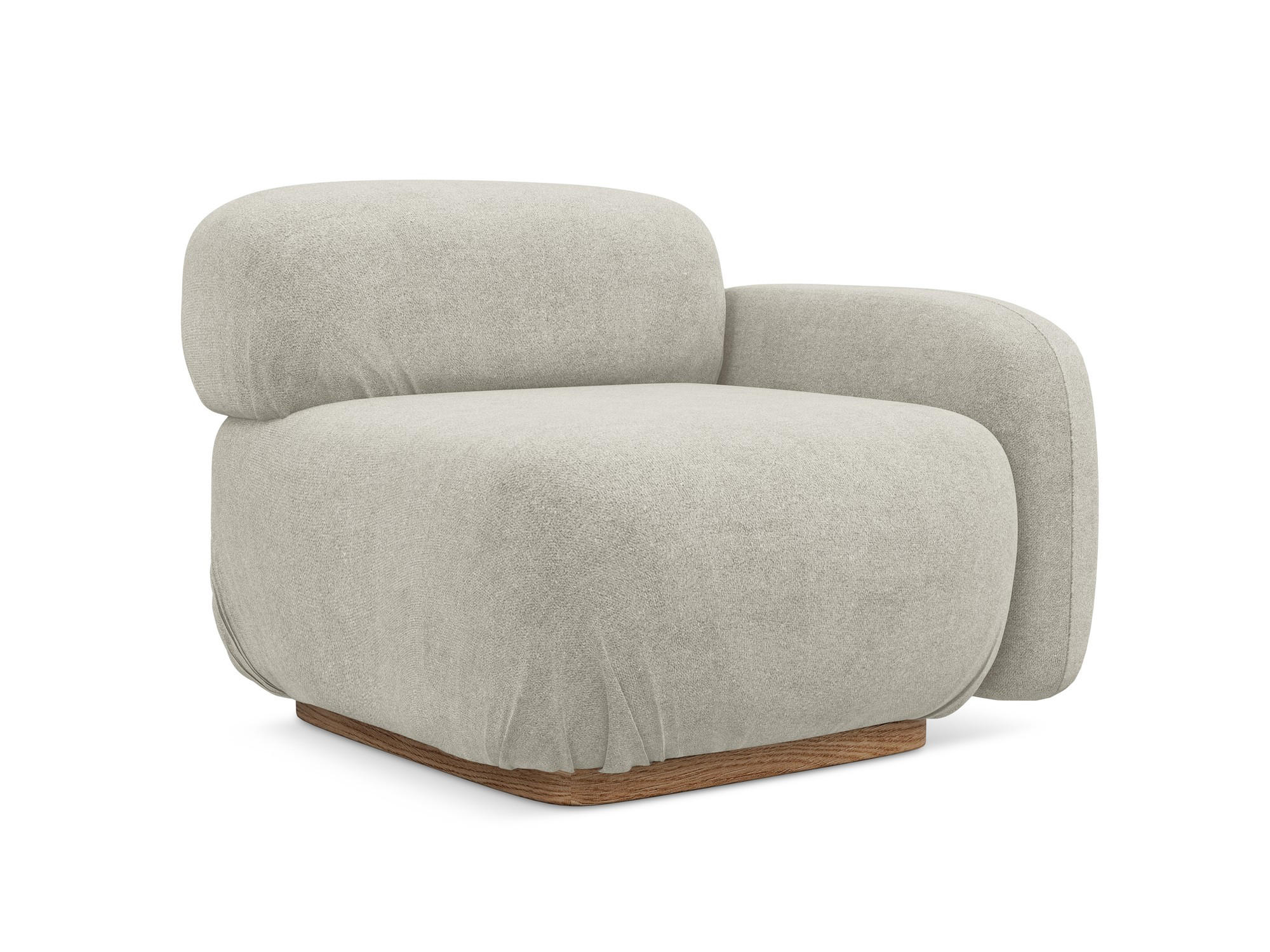 SOFAELEMENT Rechts Bouclé Stoff Beige - Beige/Creme, Holz/Textil (95/73/95cm) - Makamii