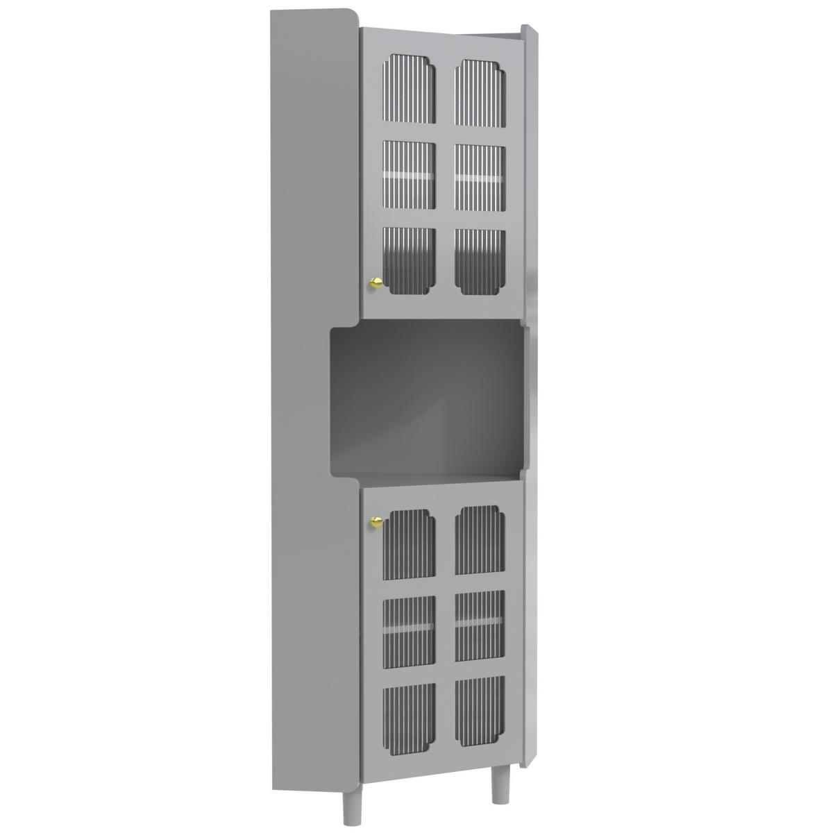ECKSCHRANK in Grau lackiert mit App-LED-Beleuchtung - Grau, Holzwerkstoff (63/158/45cm) - Urban Meuble