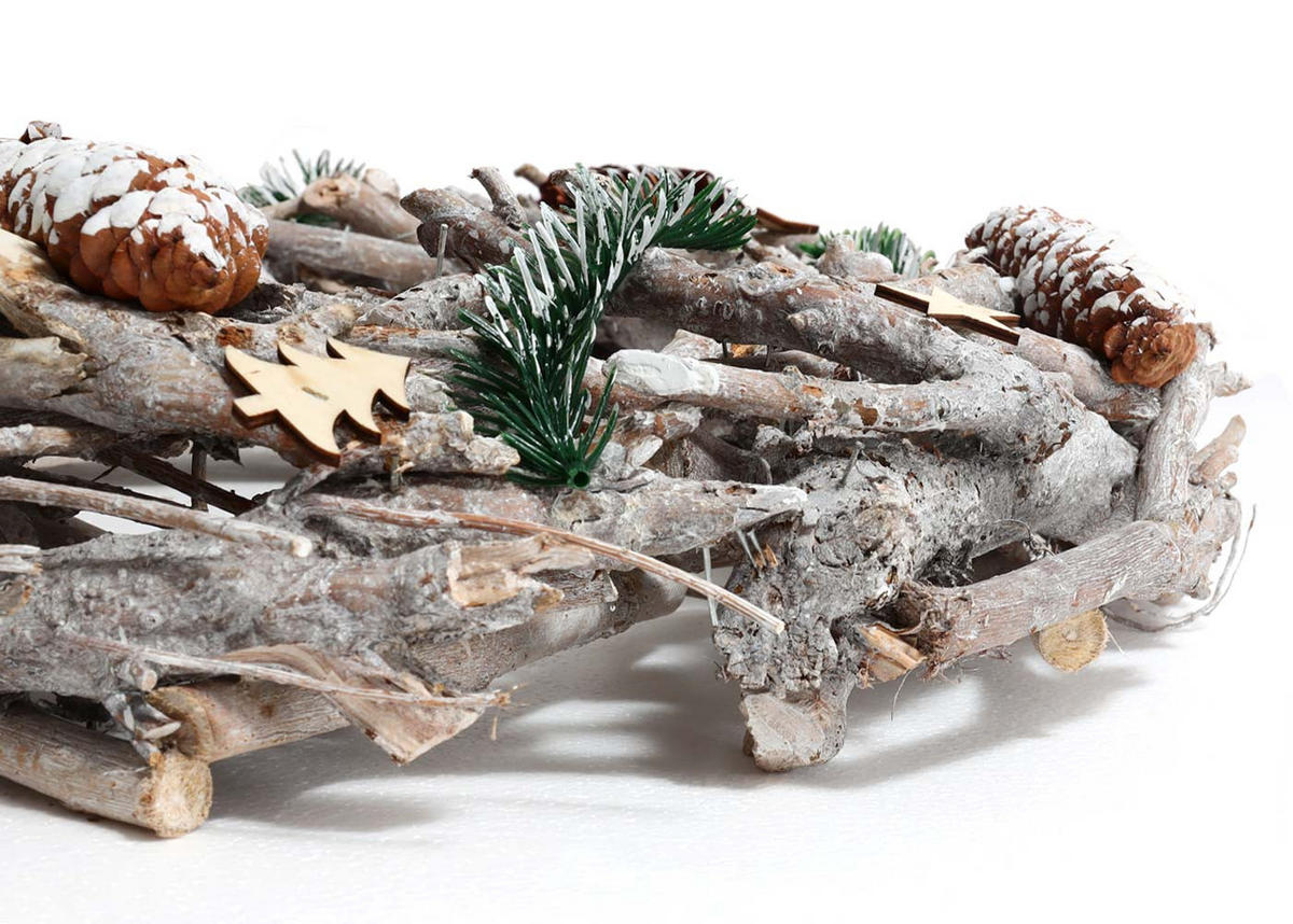 ADVENTSKRANZ XXL RUND OHNE KERZEN/HALTER Weiß, Rot - Rot/Weiß, Holz (11cm) - MCW