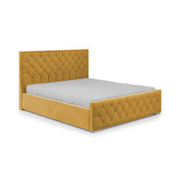 POLSTERBETT Mona I Polsterbett modern, hochwertiger Stoff, Bettkasten, elegantes halbrundes Design 160x200 cm, gelb. - Gelb/Schwarz, Holzwerkstoff/Kunststoff (140/200cm) - DomoHome