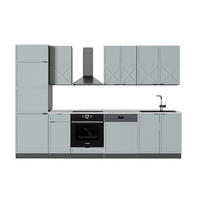 KÜCHENZEILE Fame-Line Hellblau-grau/Anthrazit 300 cm, AP Marmor - Anthrazit/Hellblau, Holzwerkstoff (300/81.6/60cm) - Vicco