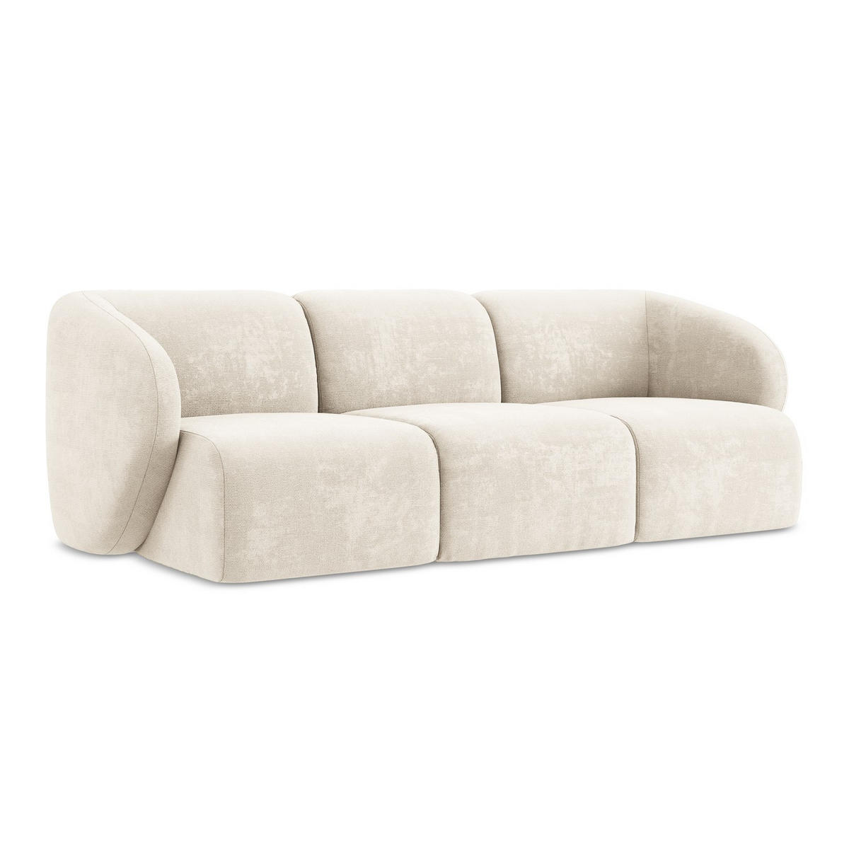 3-SITZER SOFA Chenille Stoff Beige - Creme/Schwarz, Holzwerkstoff/Kunststoff (244/75/94cm) - LaMiaSofa