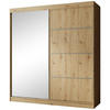 SCHWEBETÜRENSCHRANK Paco 200/215/61 2-türig eiche Artisan mit Spiegel - Eichefarben/Eiche Artisan, Holzwerkstoff (200/215/61cm) - Beautysofa