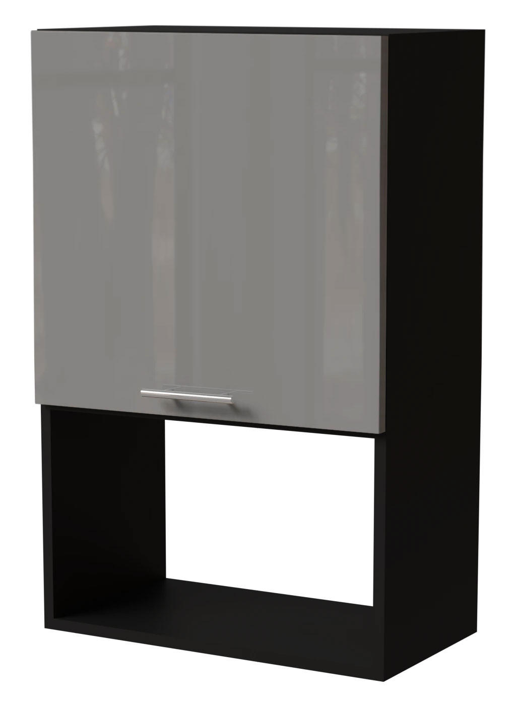 MIKROWELLENUMBAUSCHRANK Essen W4MK/60 Grau Hochglanz / Schwarz Matt 60 / 32,5 / 96cm - Schwarz/Grau, Holz/Holzwerkstoff (60/96/32.5cm) - Feldmann-Wohnen