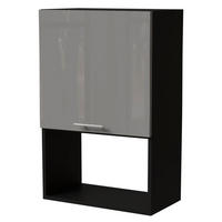 MIKROWELLENUMBAUSCHRANK Essen W4MK/60 Grau Hochglanz / Schwarz Matt 60 / 32,5 / 96cm - Schwarz/Grau, Holz/Holzwerkstoff (60/96/32.5cm) - Feldmann-Wohnen