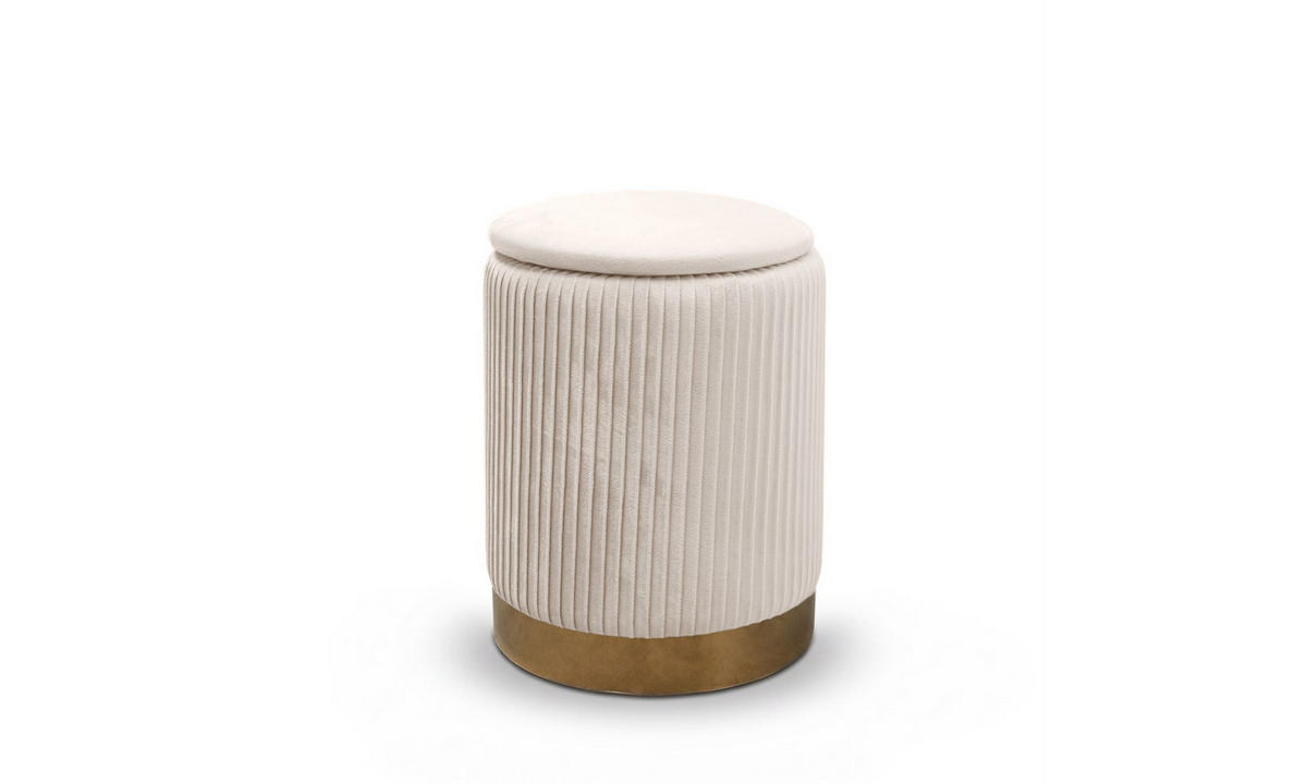 HOCKER-SET GEMINI 37/37/42 cm Beige - Beige/Goldfarben, Textil/Metall (37/42/37cm) - Lookway