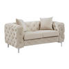 CHESTERFIELD-SOFA 2-Sitzer - Samt - Beige - EDWINA - Beige, Textil (91/76/162cm) - Vente-Unique