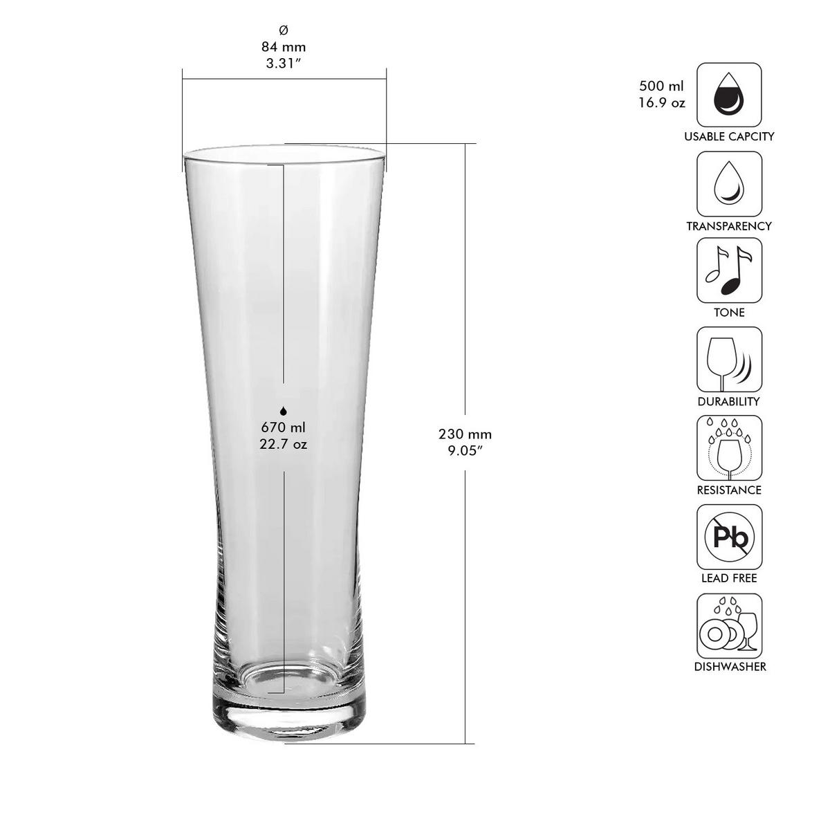 BIERGLÄSER, 6er-Set, 500 ml - Transparent, Glas (0.5L) - Krosno Glass