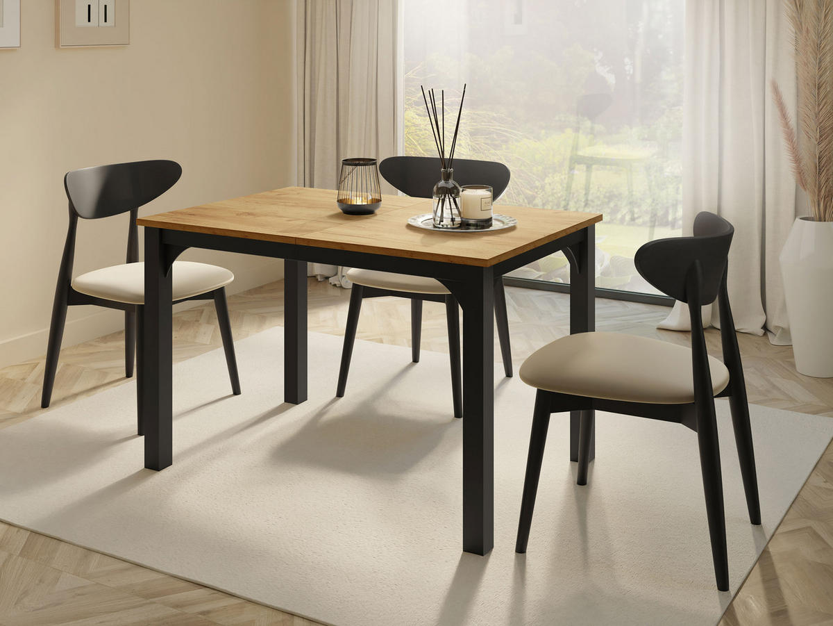 ESSTISCH Focus 120 - Schwarz/Braun, Holzwerkstoff/Metall (80/120/76cm) - MIRJAN24