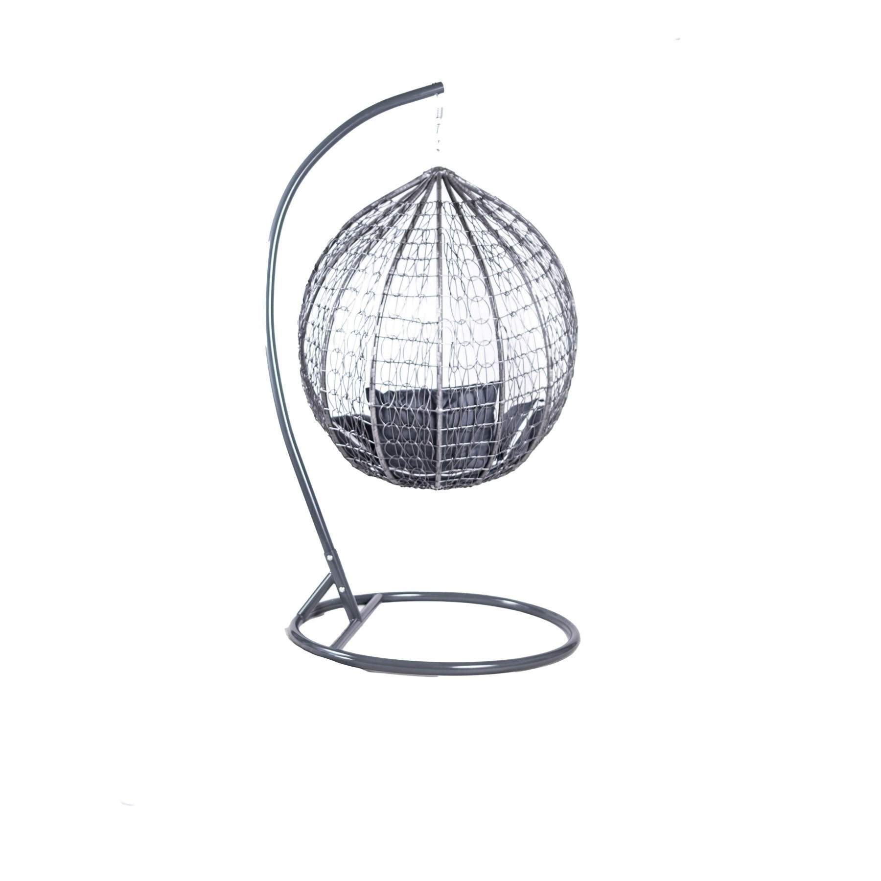 HÄNGESESSEL Cobe Grau, Graphit Kissen, Garten Hängesessel Kokon aus Technorattan - Graphitfarben/Grau, Kunststoff/Metall (107/198/68cm) - Bettso