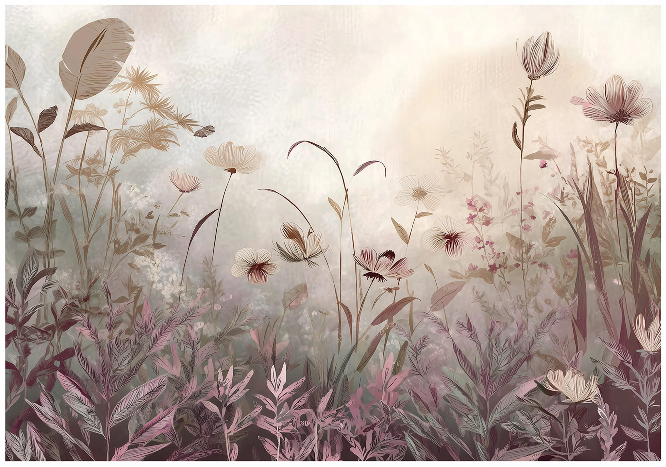 FOTOTAPETE Blumen Wiese Beige 350x250 cm - Multicolor, Papier (350/250cm) - Wallarena