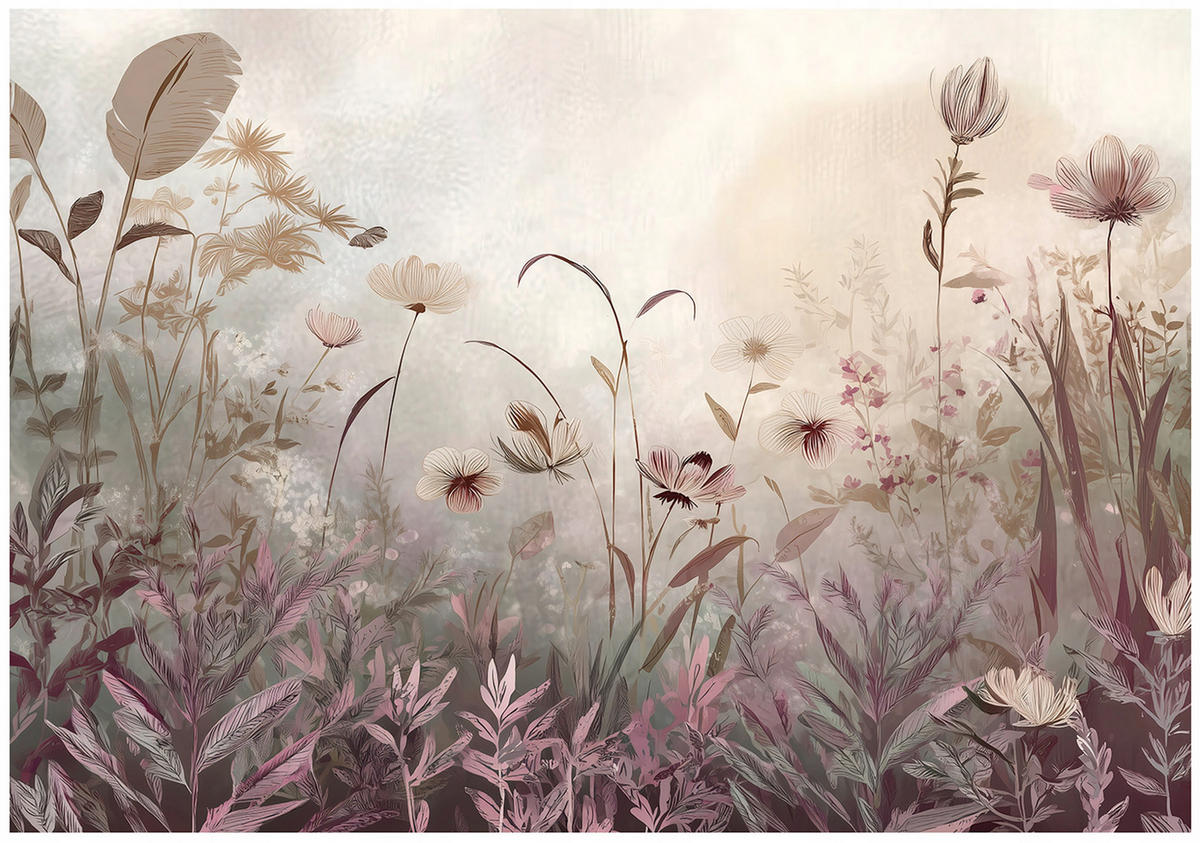 FOTOTAPETE Blumen Wiese Beige 350x250 cm - Multicolor, Papier (350/250cm) - Wallarena