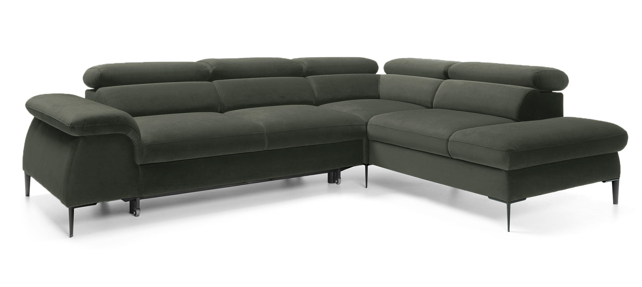 SCHLAFSOFA 280 cm Amaro L mit verstellbaren Kopfstützen, Rechts, Grün - Grün, Holz (214/280cm) - Emporius