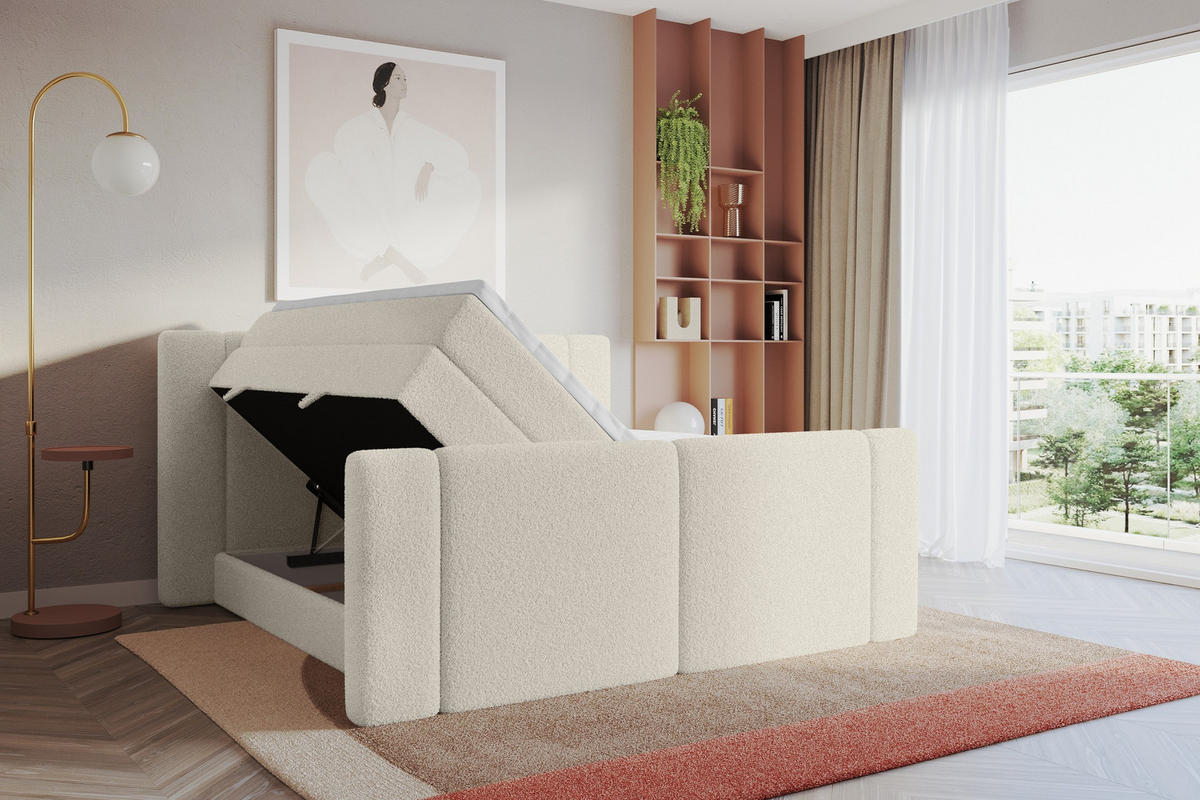 BOXSPRINGBETT mit Matratze H3/H4 - EVON KING Zanozek - 140x200 cm Beige - Kaschmir, Holzwerkstoff (140/200cm) - ALTDECOR