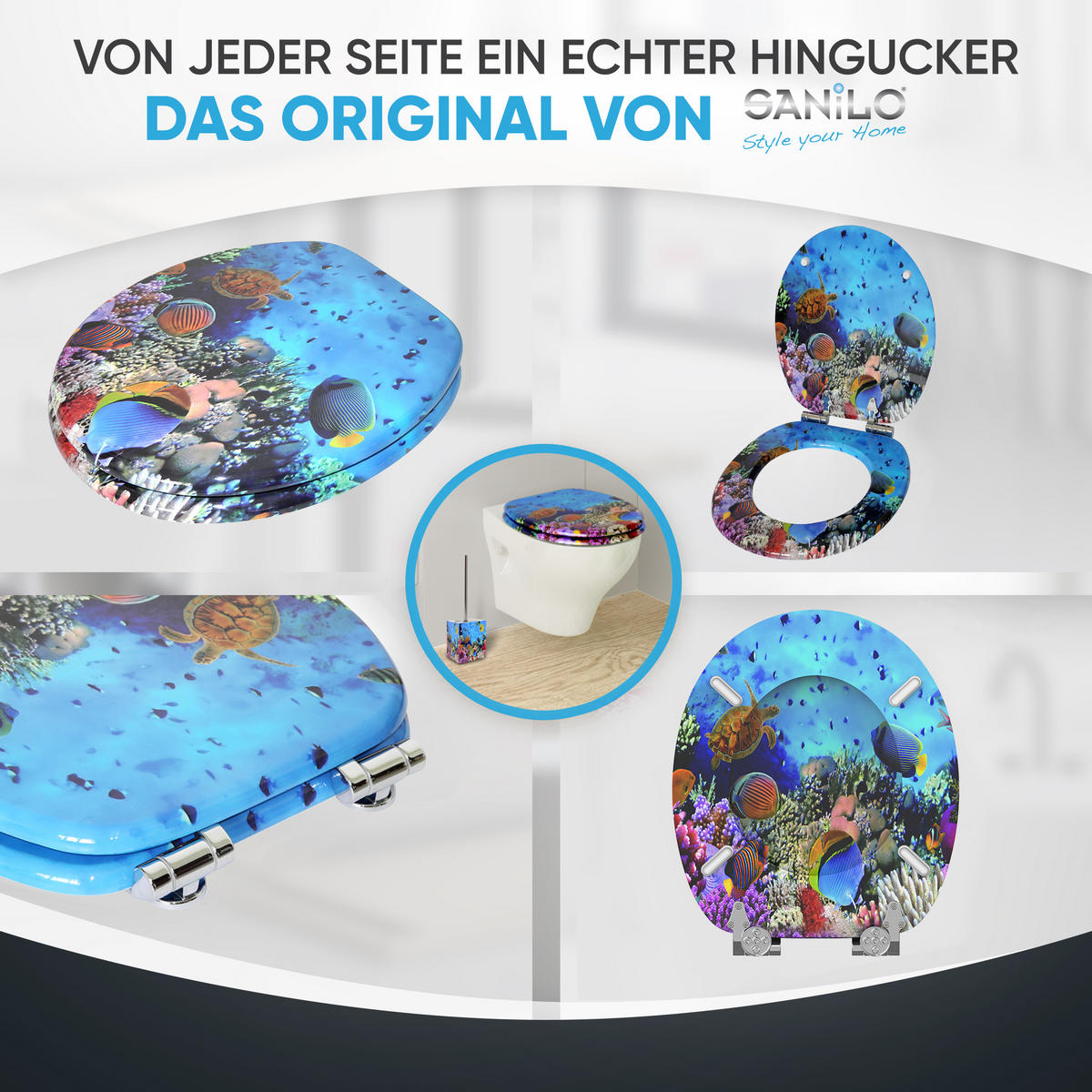 WC-SITZ mit Absenkautomatik Ocean - Blau, Holzwerkstoff (38/6/47cm) - Sanilo