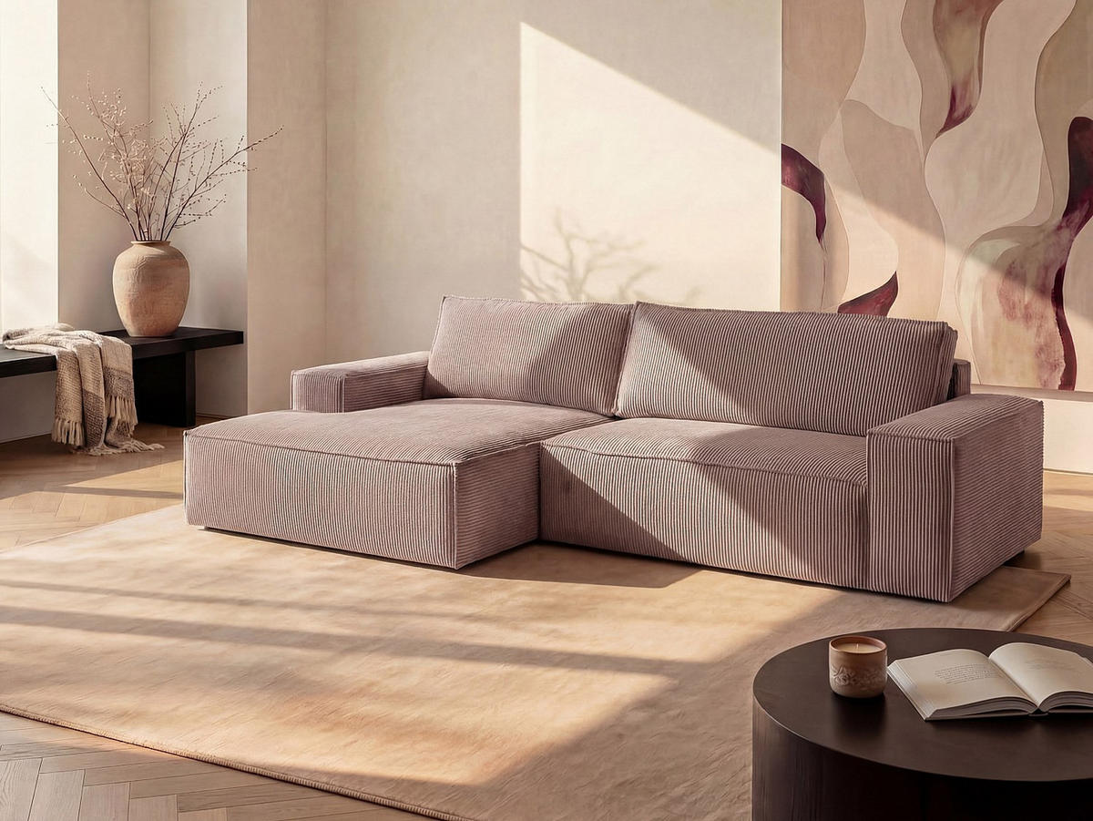 SCHLAFSOFA - 4 Personen-Sitzer - Samt, Stoff - Malve - - Lila, Textil (267/85/167cm) - Vente-Unique