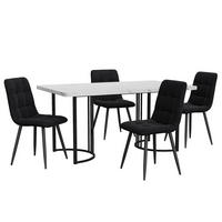 ESSGRUPPE DE-38980 140/80 cm Tisch mit 4 Stühlen Schwarz - Schwarz, Holzwerkstoff (140/75/80cm) - ComfortXL