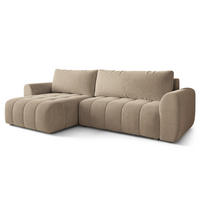 ECKSOFA MODARO CL Beige Samtstoff mit Schlaffunktion - Beige, Holzwerkstoff/Textil (285/148cm) - MASSENO