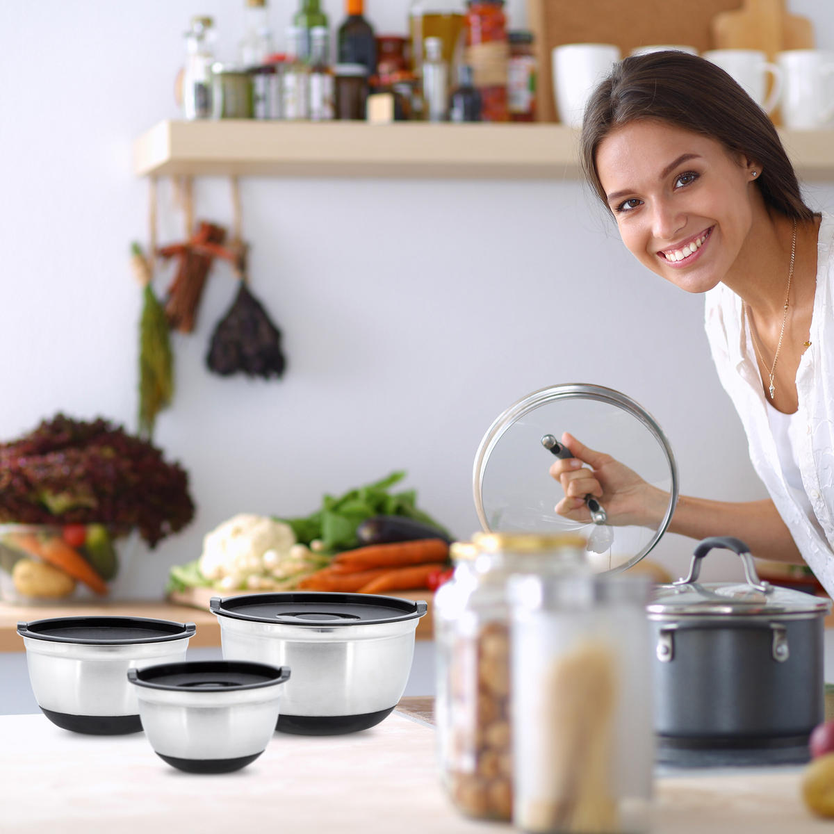 SÚPRAVA mís - viacfarebná, kov/plast - Relaxdays