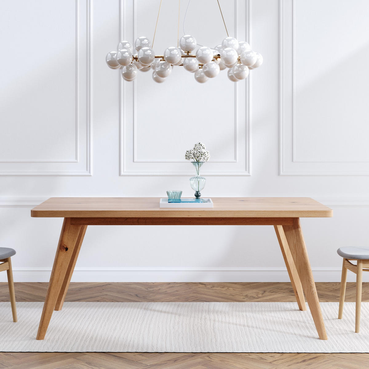 ESSTISCH Grace aus massivem Eichenholz 220x80 cm - Eichefarben/Braun, Holz (220/80/75cm) - Danzz