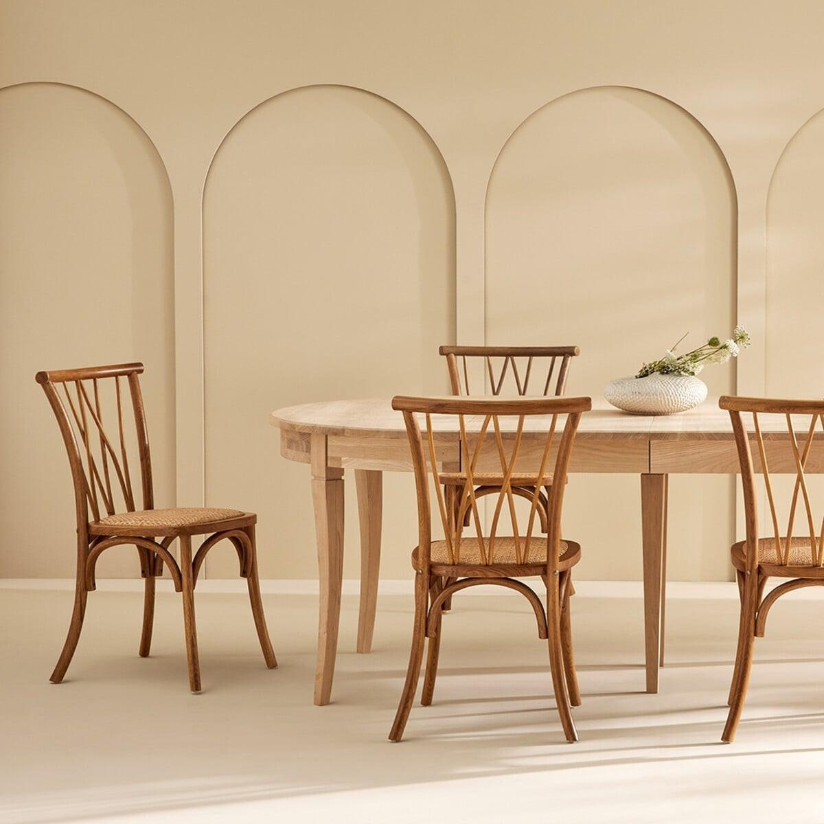 EICHENSTÜHLEN mit Rattan-Sitzfläche, 2er Set - 46/45/77 cm - Braun, Holz (46/77/53cm) - Signature