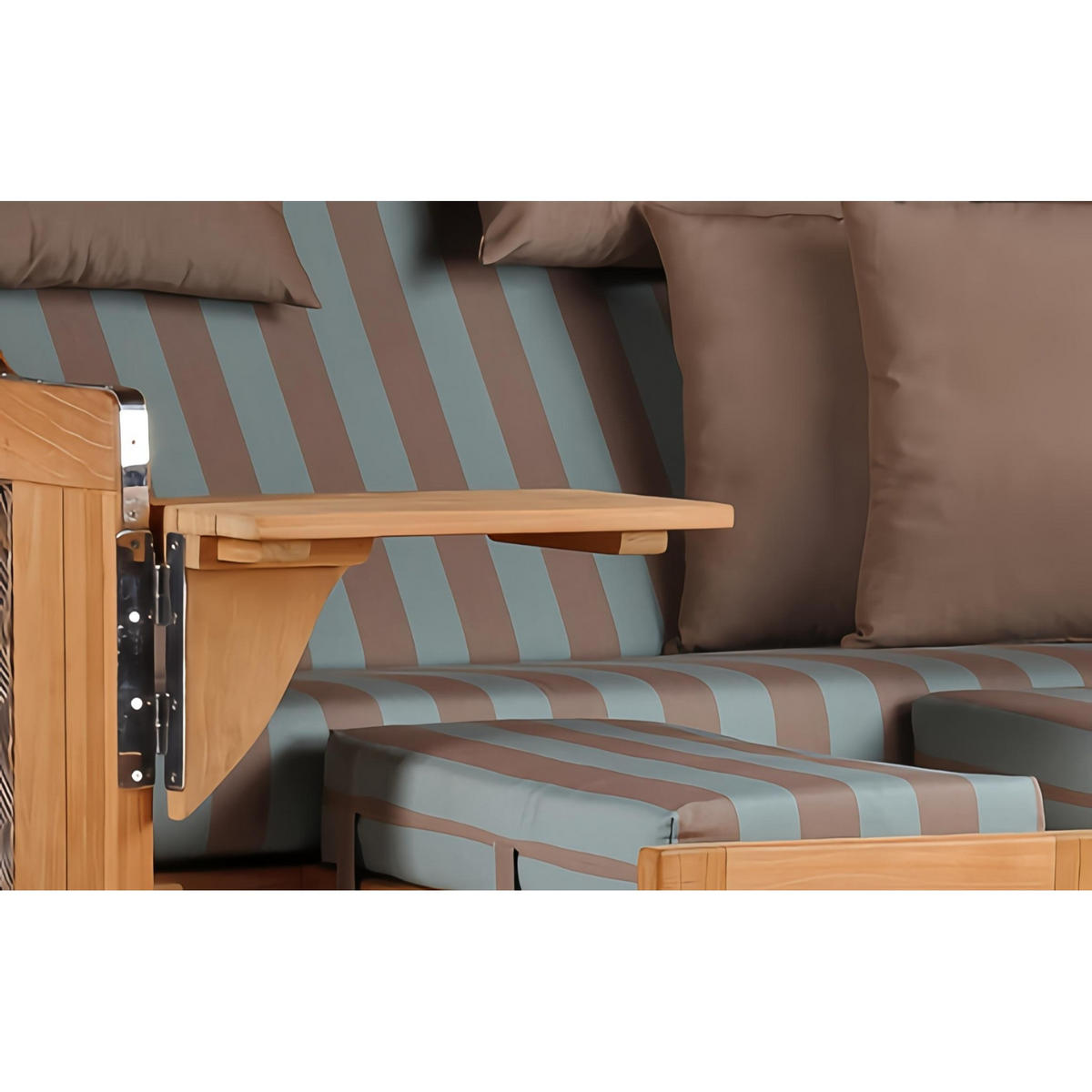 STRANDKORB Düne Grande Bullauge Teak PE Grey Dessin 520 - Braun/Grau, Metall (142/170/95cm) - Mr. Deko