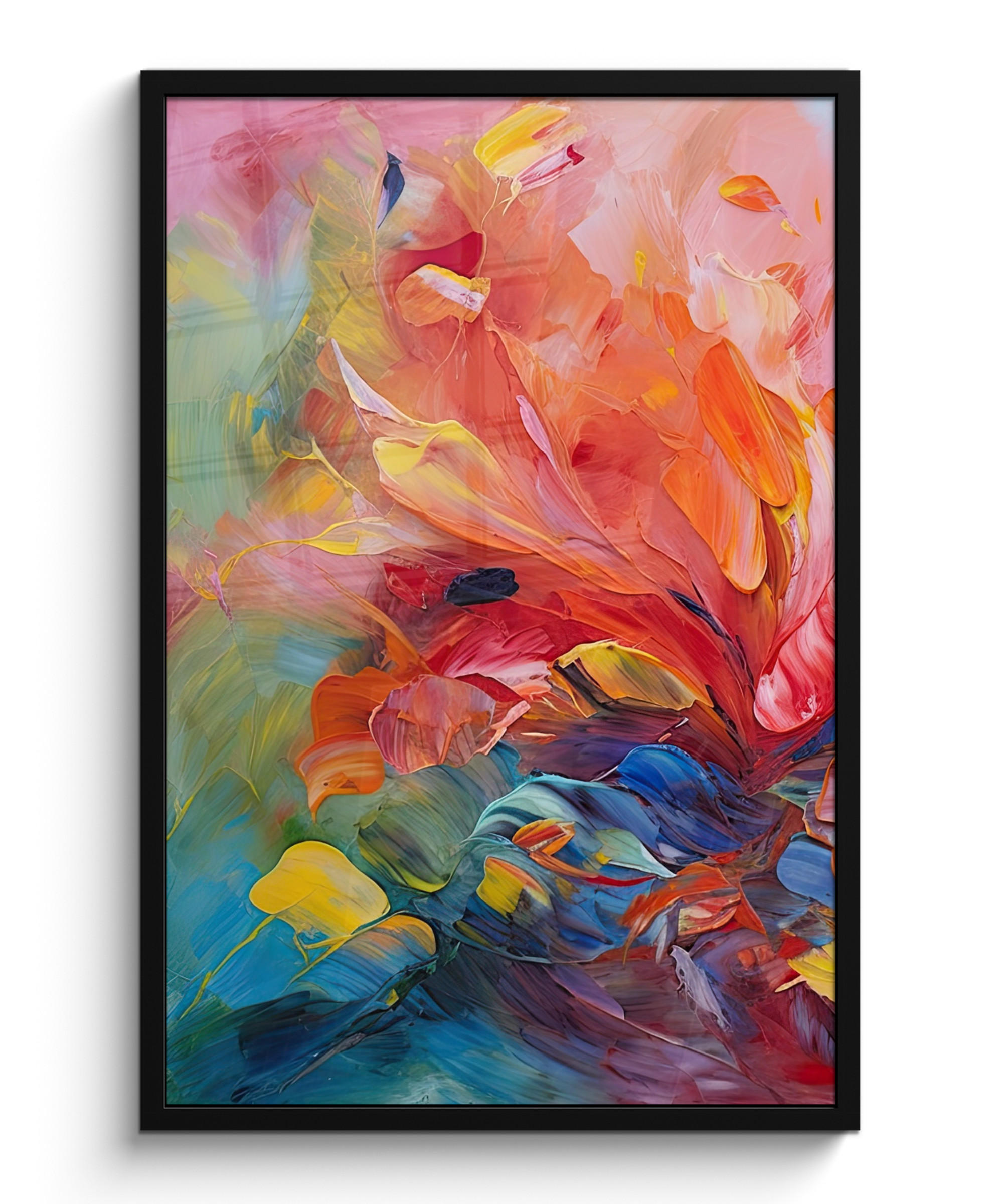 POSTER MIT RAHMEN Ölgemälde - Kunst - Abstrakt - Farbenfroh 60x90 cm - Altrosa, Papier (60/90cm) - MuchoWow