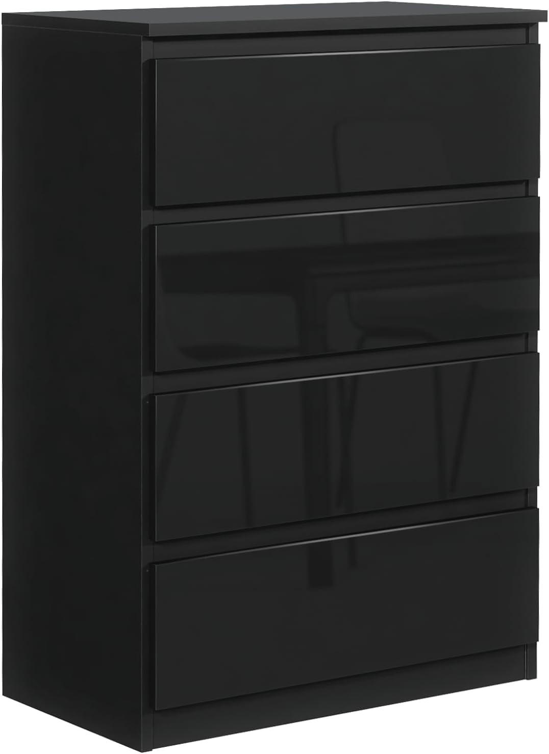 Mobelsta Kommode Schwarz Hochglanz 70x102x39 cm