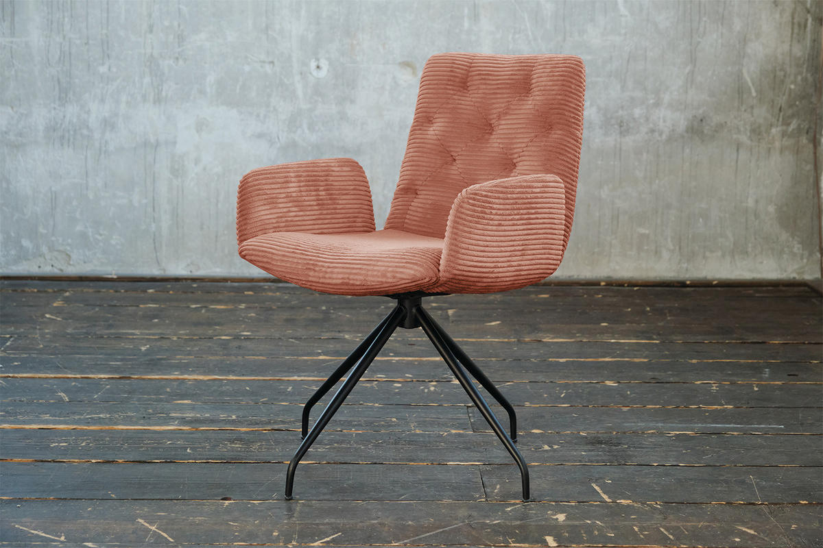 DREHSTUHL NEW CHARME Braun Cord - Dunkelbraun/Braun, Textil (59/87/66cm) - KAWOLA