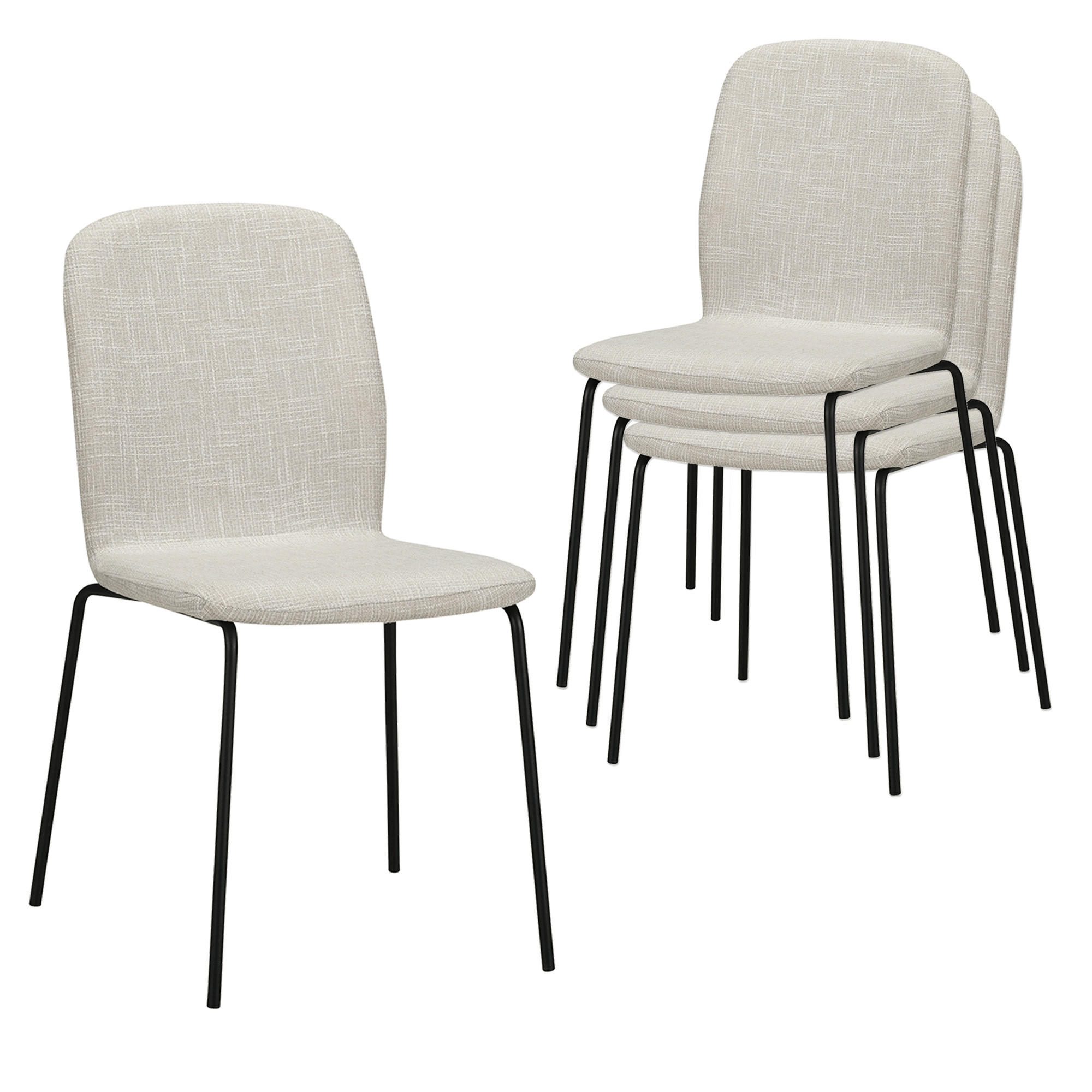 STUHL ENNA Stoffbezug Metallbeine 4er Set Beige - Beige, Textil/Metall (50/85/58cm) - Albatros