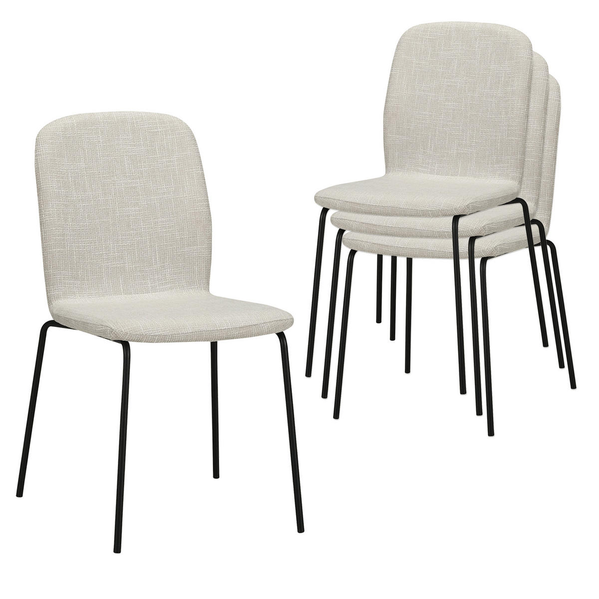 STUHL ENNA Stoffbezug Metallbeine 4er Set Beige - Beige, Textil/Metall (50/85/58cm) - Albatros