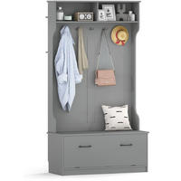 GARDEROBENSTÄNDER mit Schuhschrank grau - Grau, Holzwerkstoff (100/180/71cm) - COSTWAY