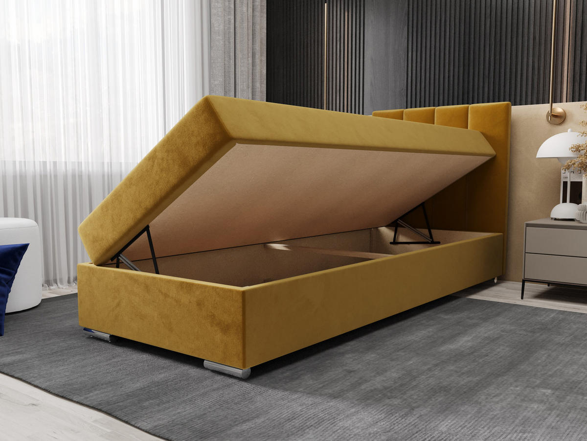 BOXBETT ZILANO 2 mit Matratze H3 und Topper 80x200 Itaka 33 - Orange, Holz/Textil (80/200cm) - Bedante