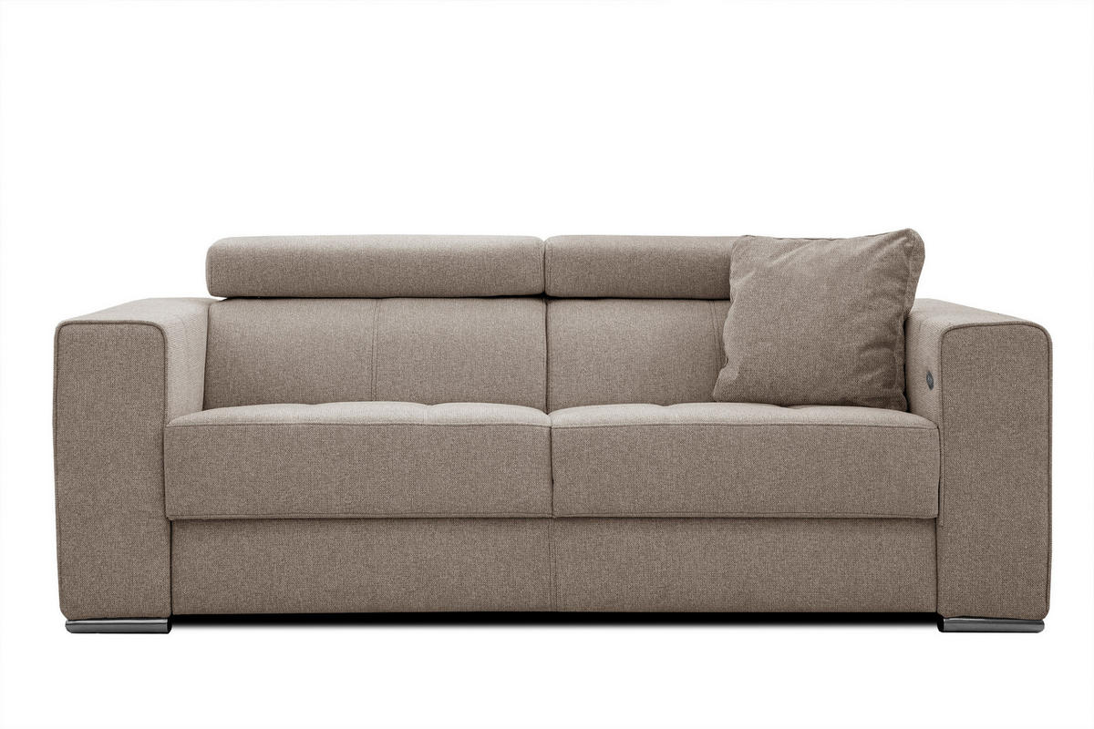 SOFA QUARTZ 3-Sitzer mit Ausziehsitz, taupe - Taupe, Holzwerkstoff/Textil (202/80/102cm) - Courtois Laville