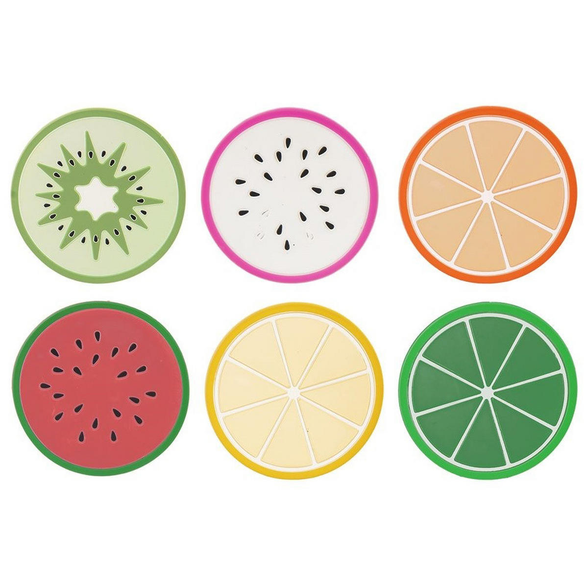 OBST-UNTERSETZER-SET, PVC, bunt, 6 Stk., 8,5 cm - Multicolor, Kunststoff (8.5cm) - Excellent Houseware