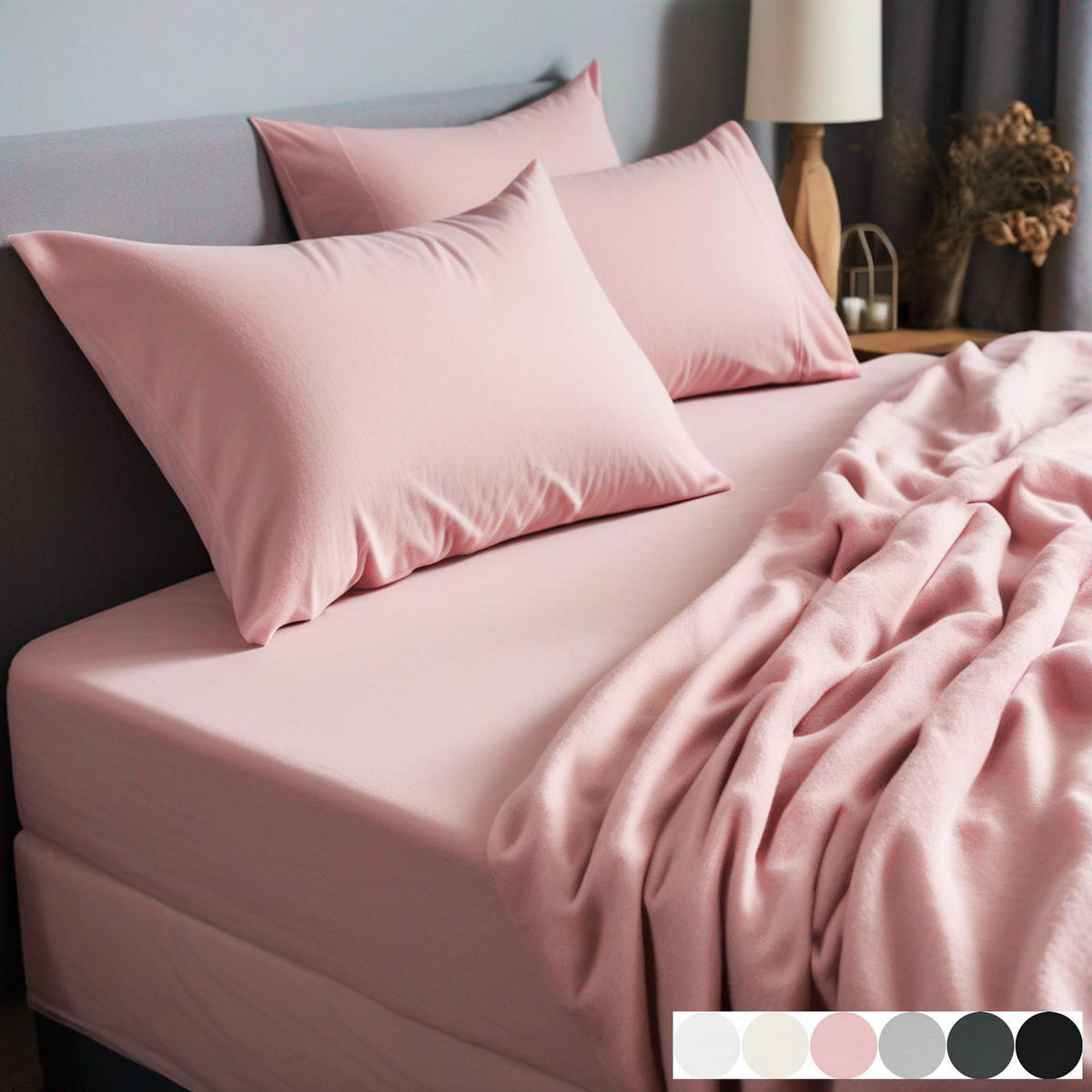BIBER-SPANNBETTLAKEN 200x200 Warme Winter Flanell Bettlaken aus 100% Baumwolle, Spannbetttuch Laken Uni Rosa - Made in Germany - Altrosa, Textil (200/200cm) - Carpe Sonno