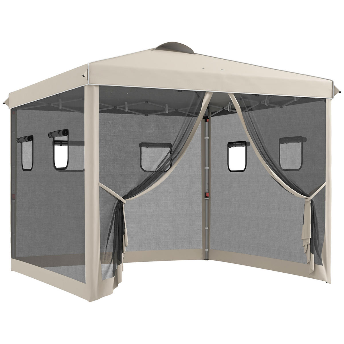 FALTPAVILLON, Grau, Stahl, Oxfordstoff, Nylon - Beige, Metall (297/287/297cm) - Outsunny
