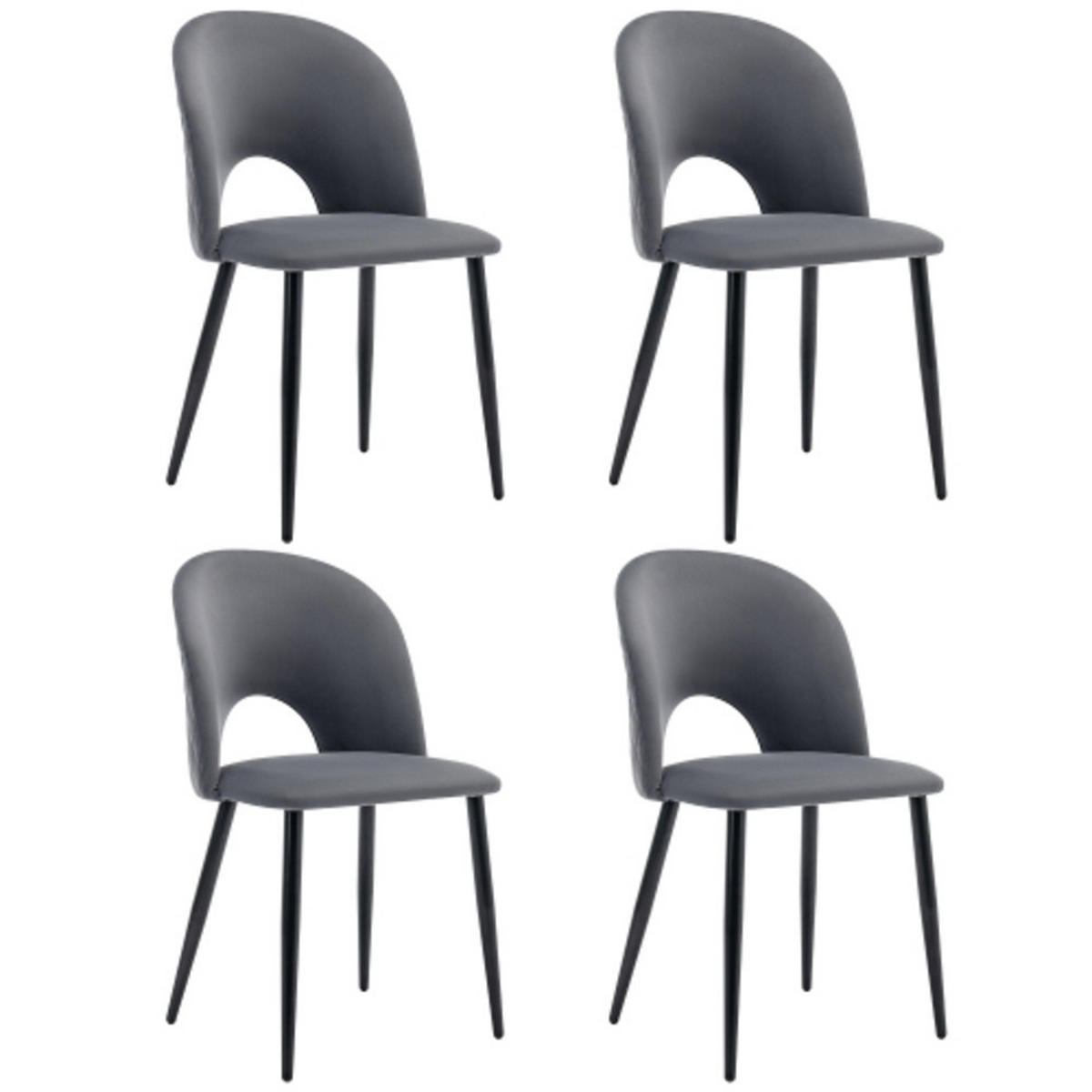 ESSGRUPPE 5-teilig mit weißem Marmor-Optik-Tisch 140x80 und vier grauen Samtstühlen als Küchentischset, weiß-grau - Grau, Textil (80/75/140cm) - Luhomfu