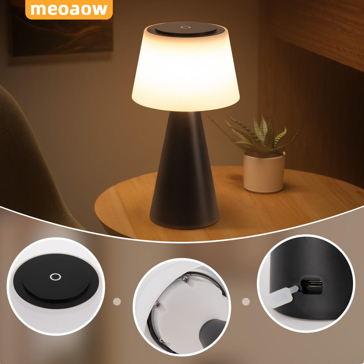 LED TISCHLEUCHTE Nathaniel - Schwarz, Kunststoff (13/13/26cm) - Nettlife
