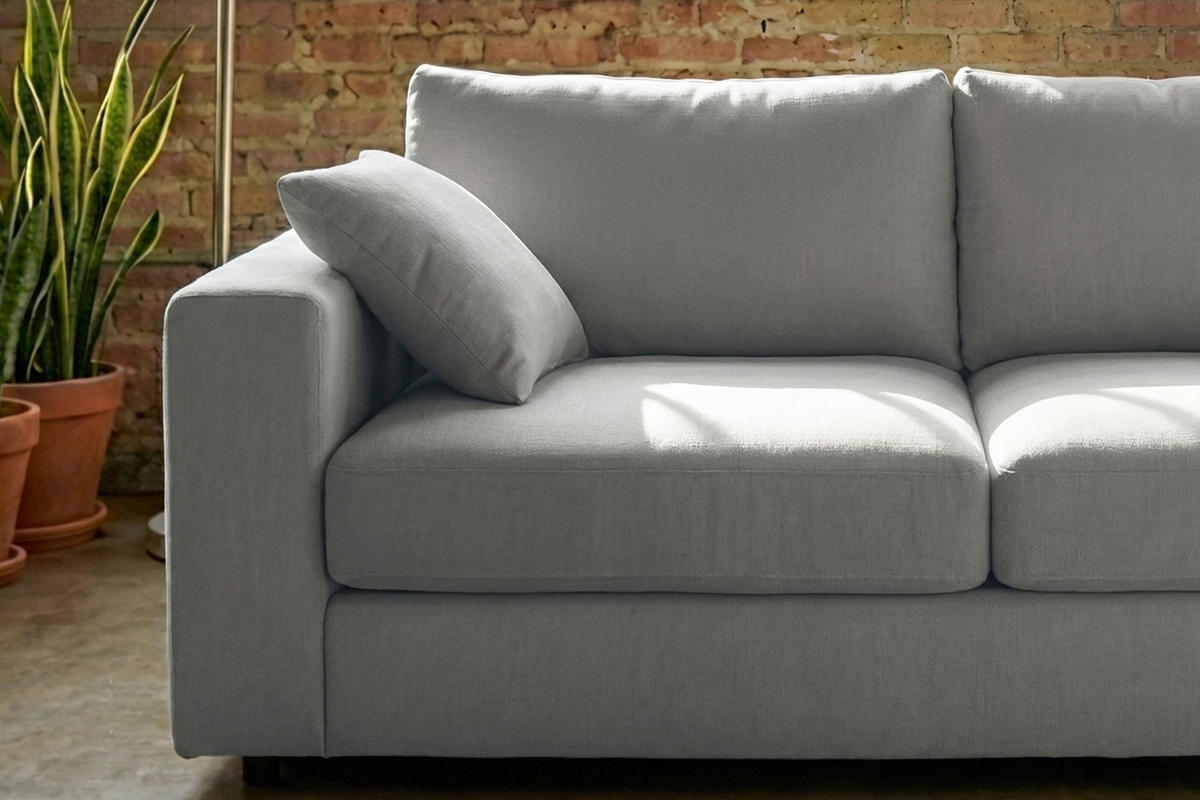 SOFA AMINA Taupe Flachgewebe - Taupe/Schwarz, Buchenholz/Textil (228/82/101cm) - KAWOLA