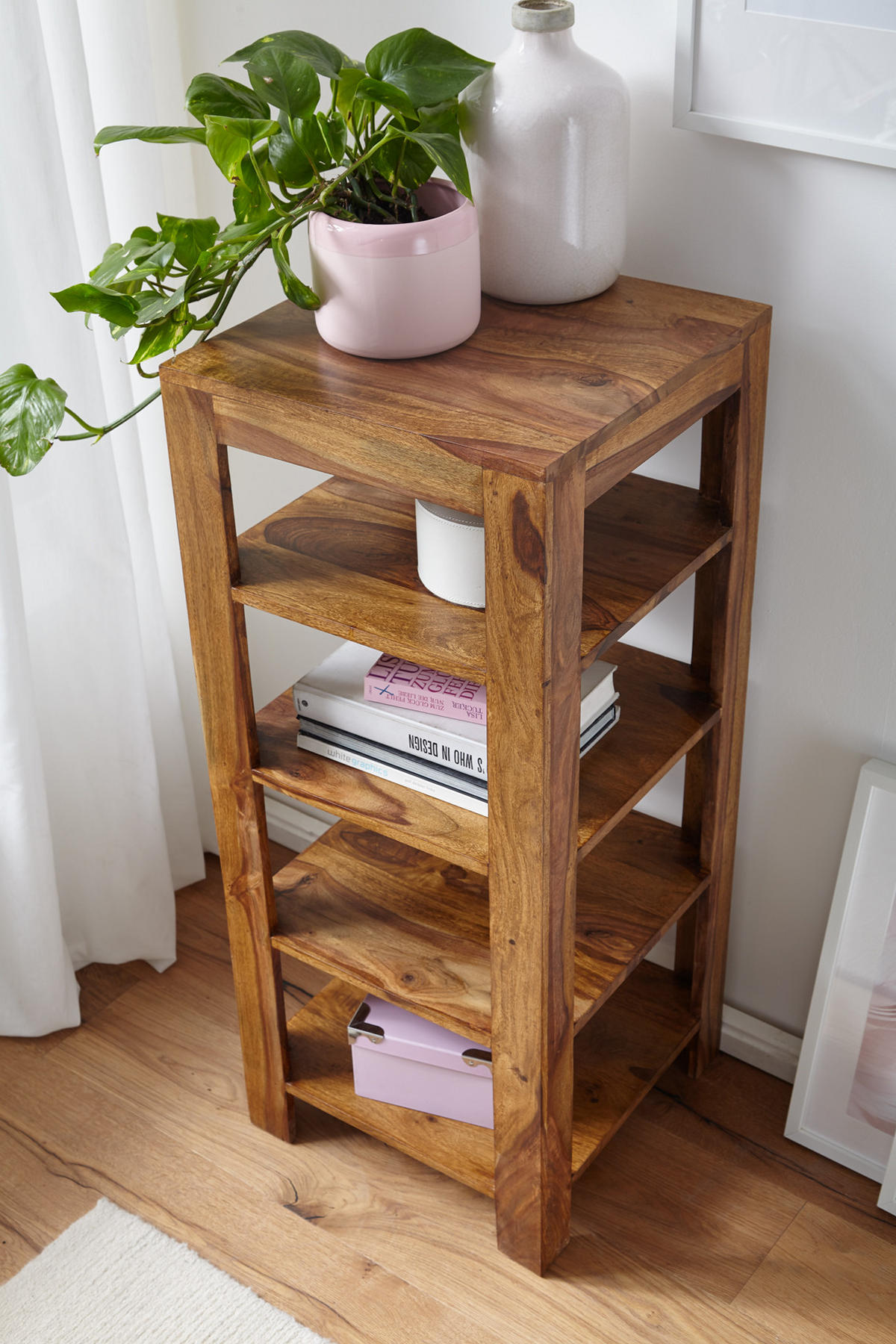 BÜCHERREGAL Massivholz Handgefertigt Pflegeleicht, Braun 44x44x105 cm - Braun, Holz (44/105/44cm) - KADIMA DESIGN