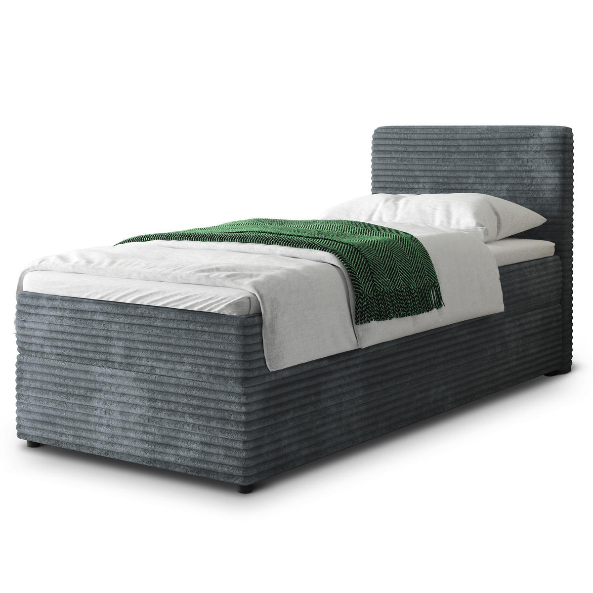 POSTEL BOXSPRING PISA 100x200 cm, s matrací a úložným prostorem, šedá - šedá, kompozitní dřevo/textil (100/200cm) - MASSENO