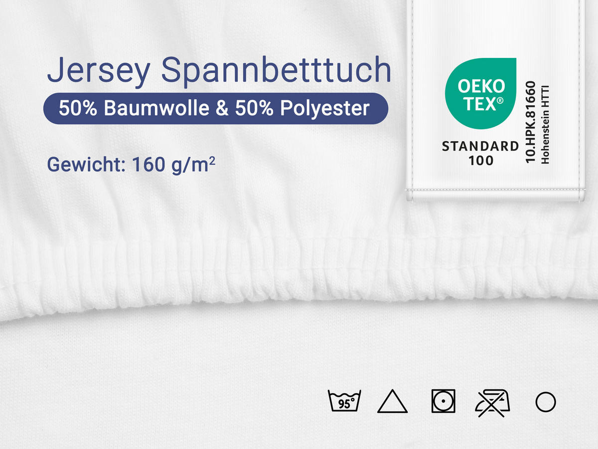 SPANNBETTLAKEN, 200x200 cm, 50% Polyester, 50% Baumwolle, Weiß - Weiß, Textil (200/200cm) - Zollner