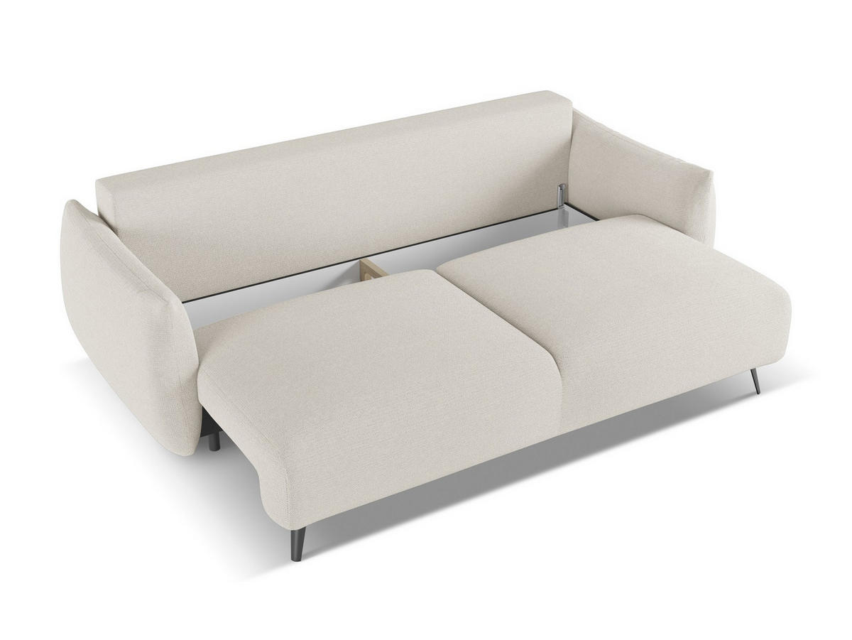 3-SITZER SOFA mit Schlaffunktion Chenille Stoff Grau - Silberfarben/Schwarz, Textil/Metall (230/86/105cm) - Makamii