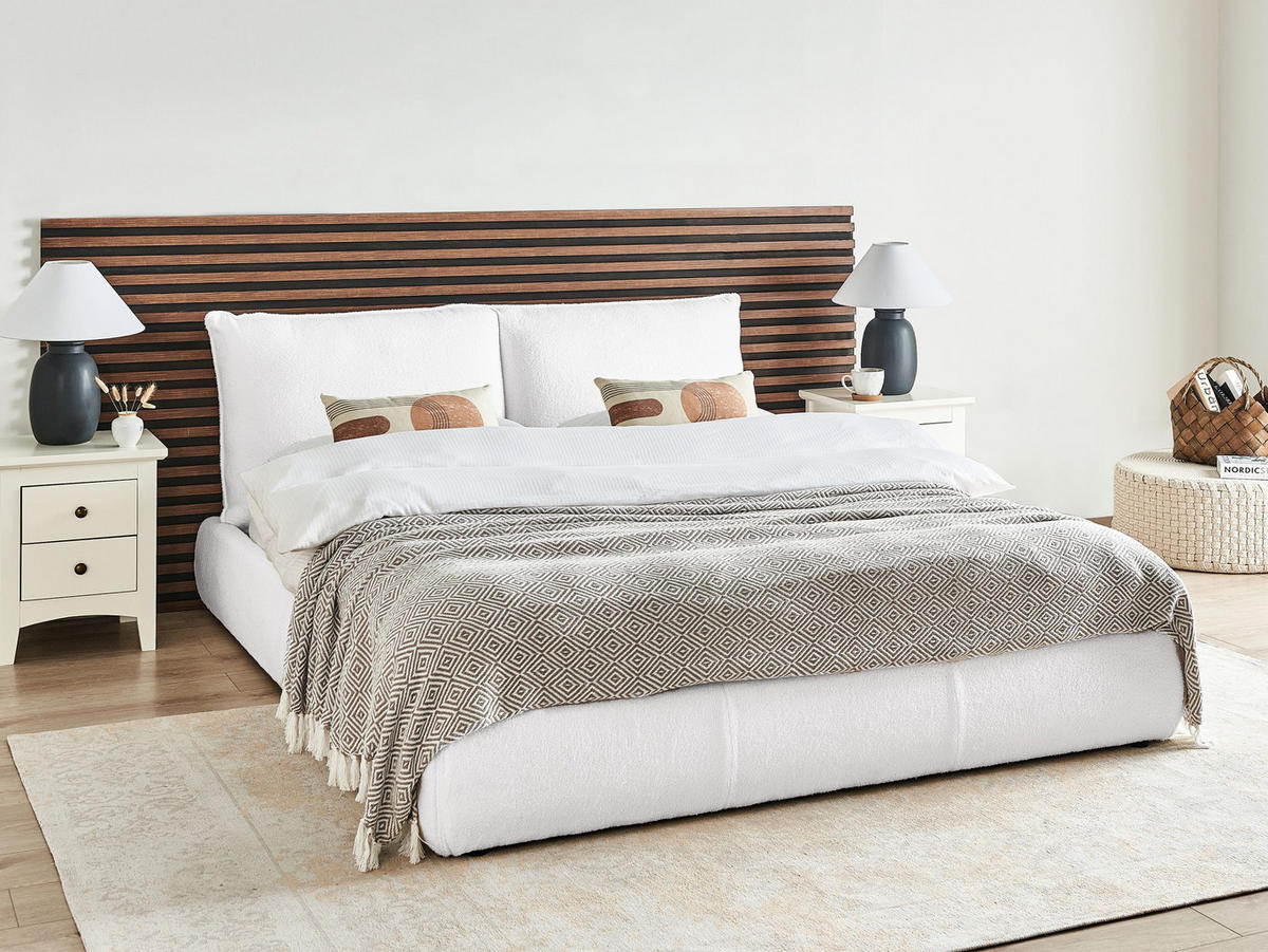 BETT mit Lattenrost 160/200 cm Weiß Vinay - Weiß, Textil (160/200cm) - Beliani