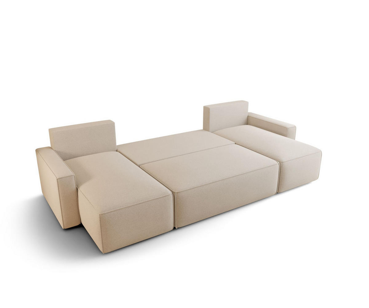 WOHNLANDSCHAFT mit Schlaffunktion SAVIO U Quelle 37 - Dunkelgrün, Textil (300/75/140cm) - Bedante